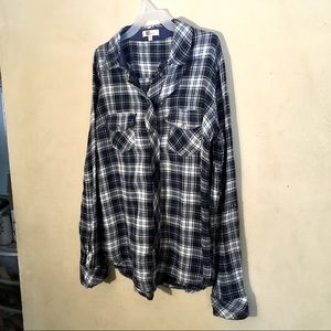 Kut from the Kloth Blk/Blue/Wht Snap Front Top, Sz S